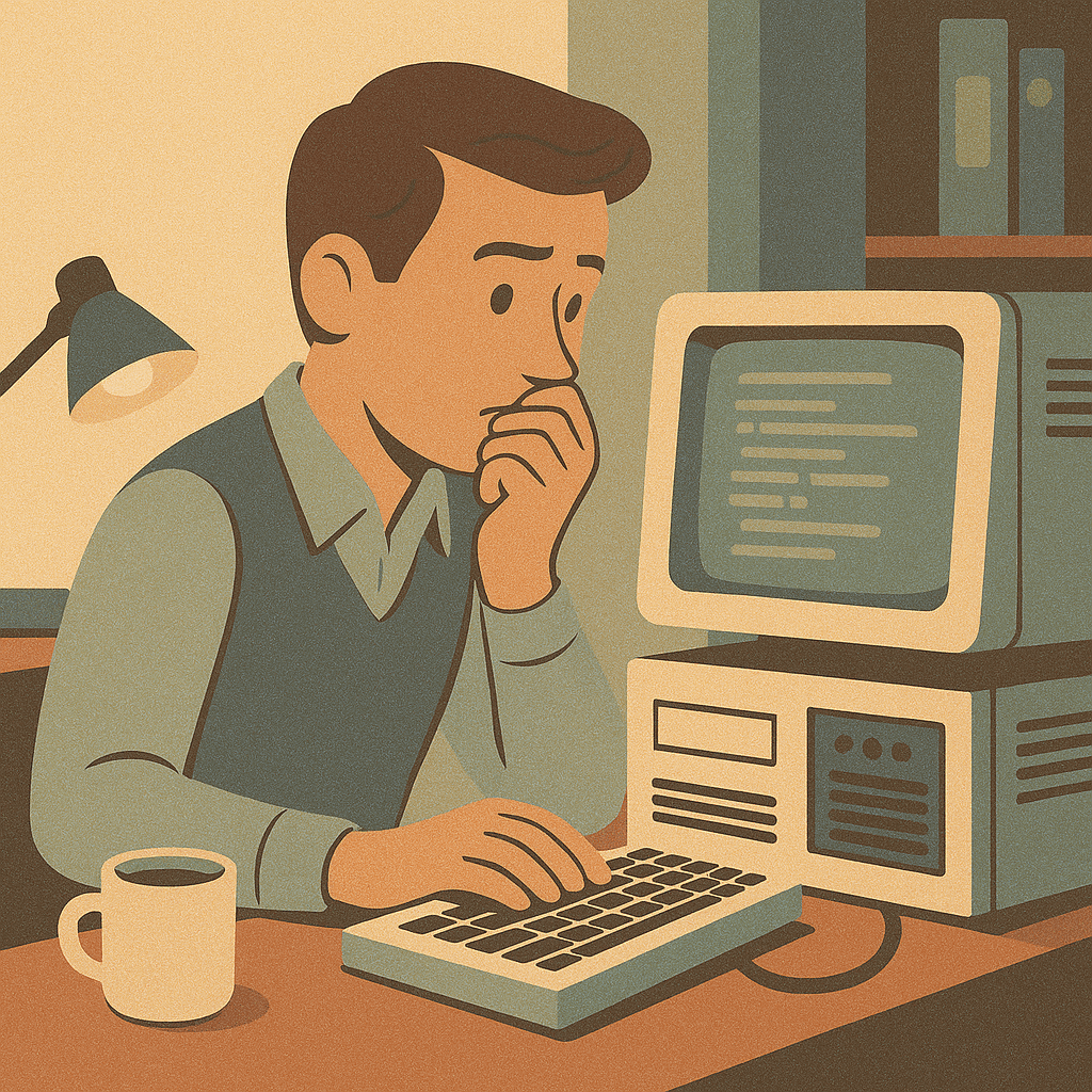 системный администратор за компьютером на работе