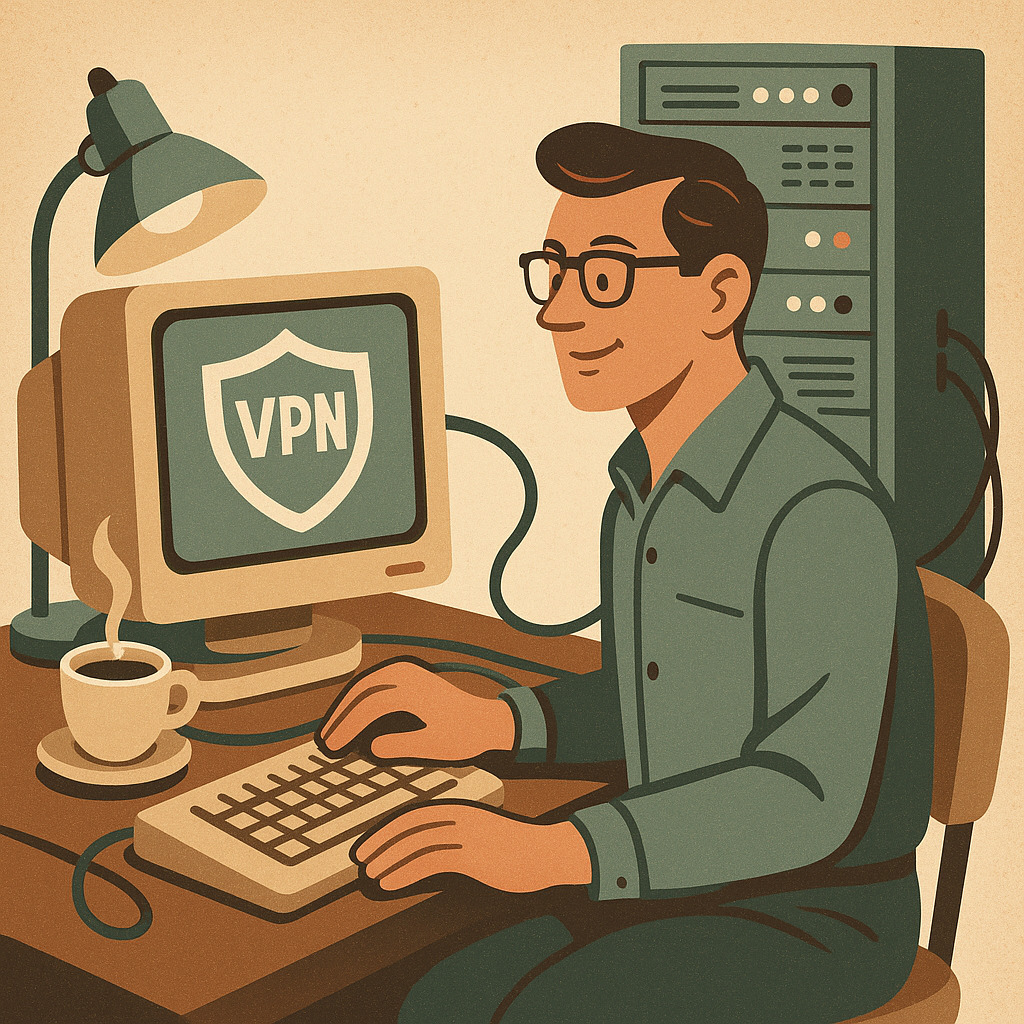 человек подключается к VPN через ноутбук