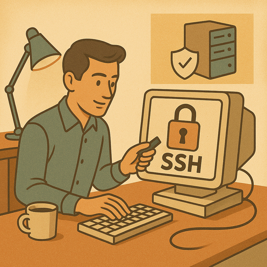 системный администратор подключается по SSH к удалённому серверу