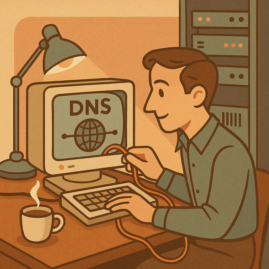 схема работы DNS — запрос домена и получение IP-адреса