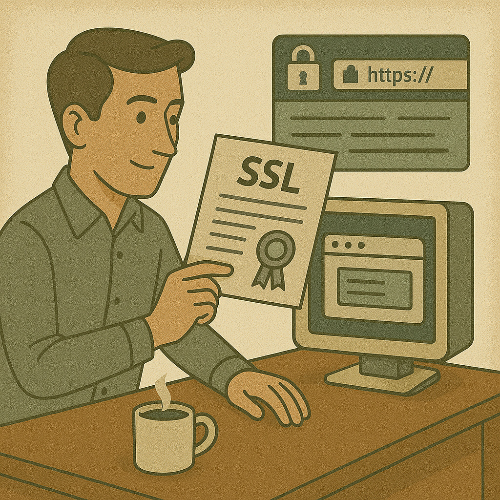 системный администратор устанавливает SSL-сертификат на веб-сервер