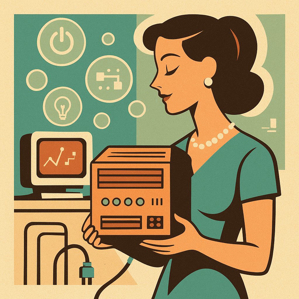 системный администратор работает за компьютером в офисе