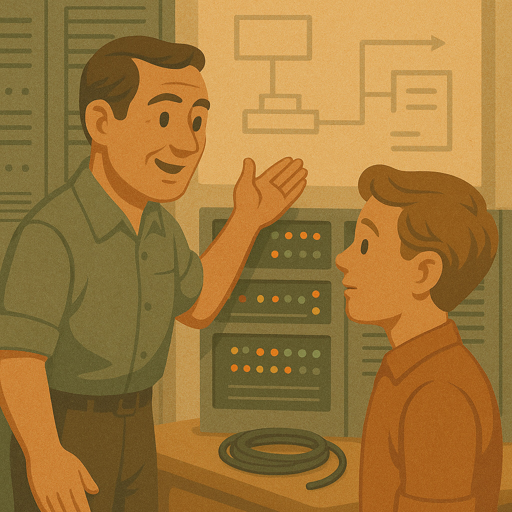 студент изучает системное администрирование на ноутбуке