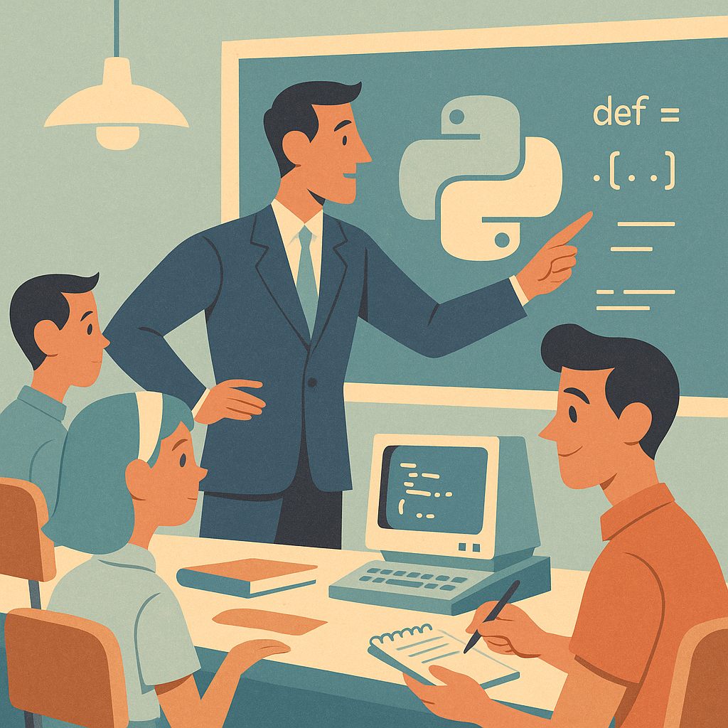 студент проходит курс Python на ноутбуке