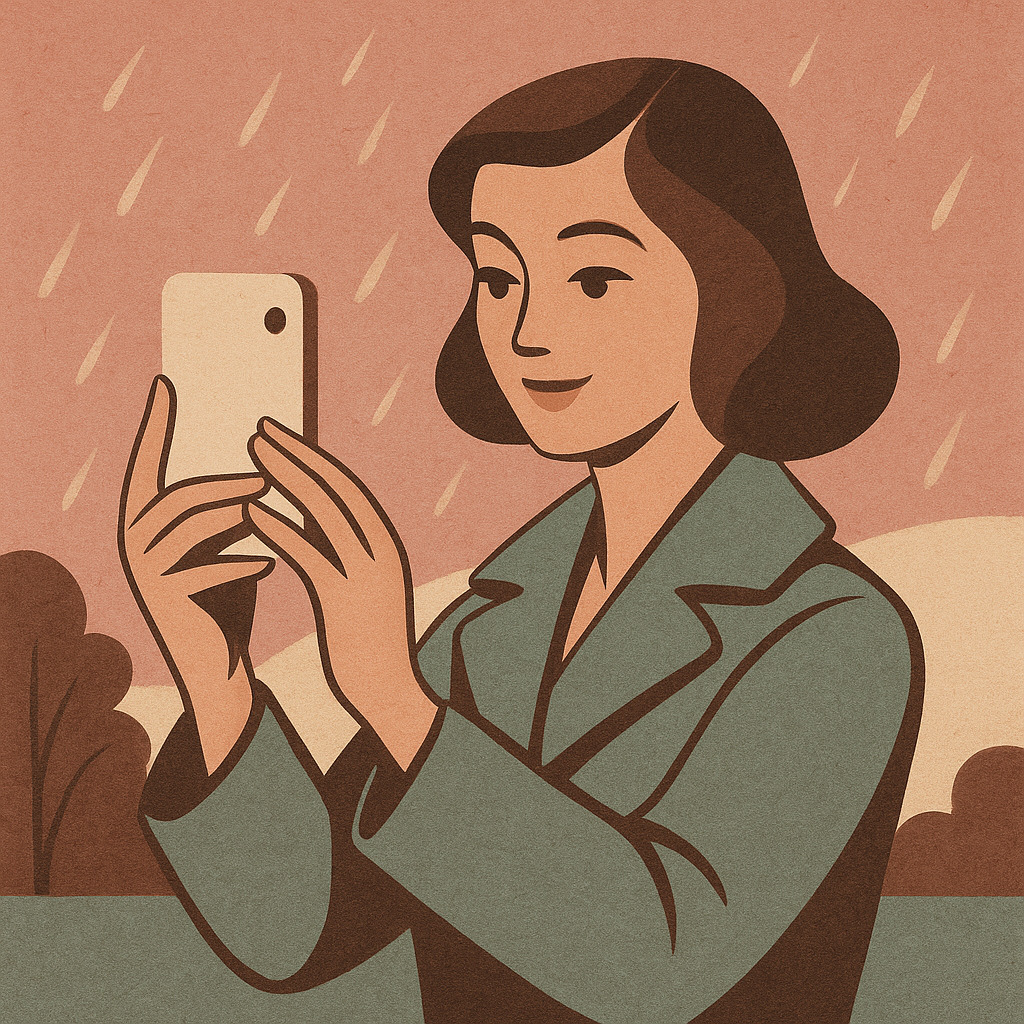 человек фотографирует город в пасмурную погоду