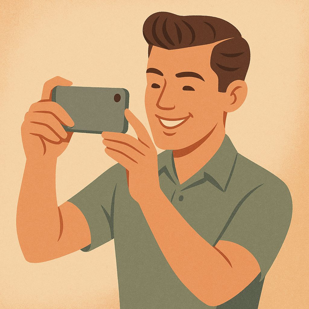 человек снимает видео на телефон