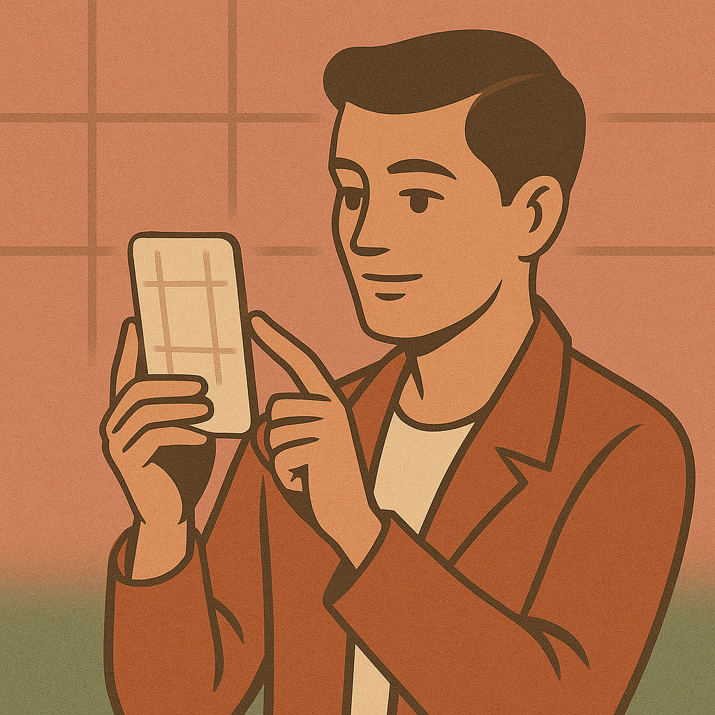 человек кадрирует снимок на экране смартфона