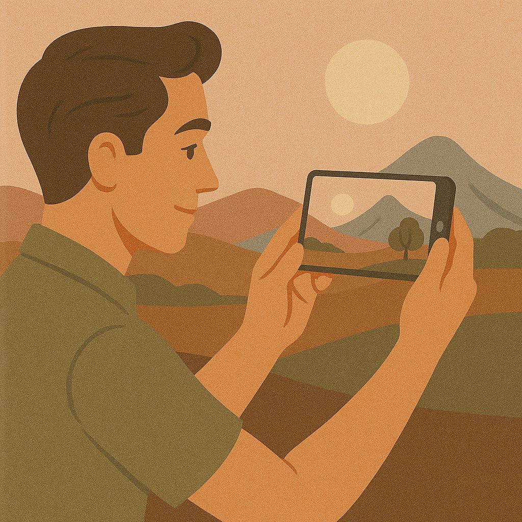 фотограф делает профессиональное фото на смартфон