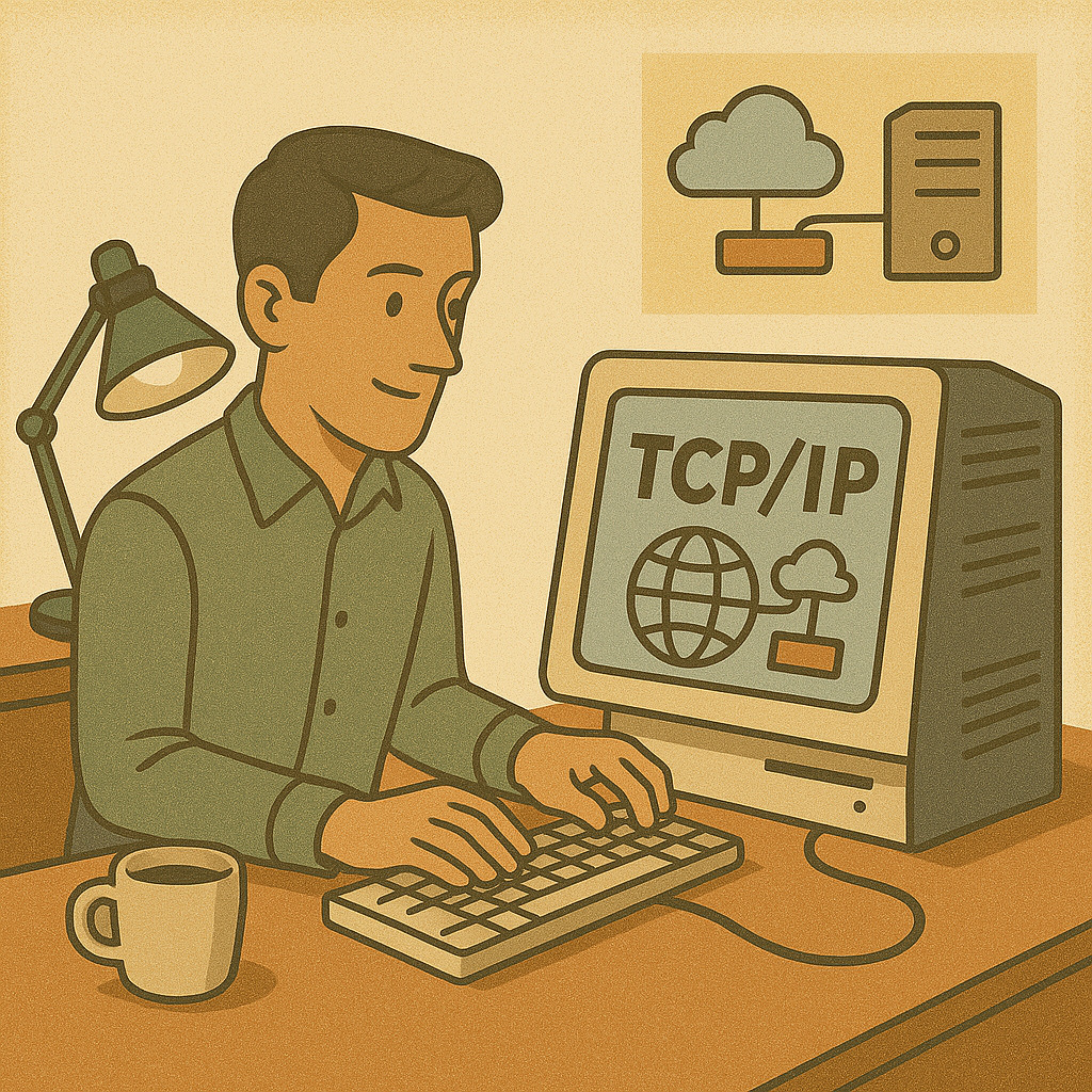схема передачи данных по протоколу TCP/IP между сервером и компьютером