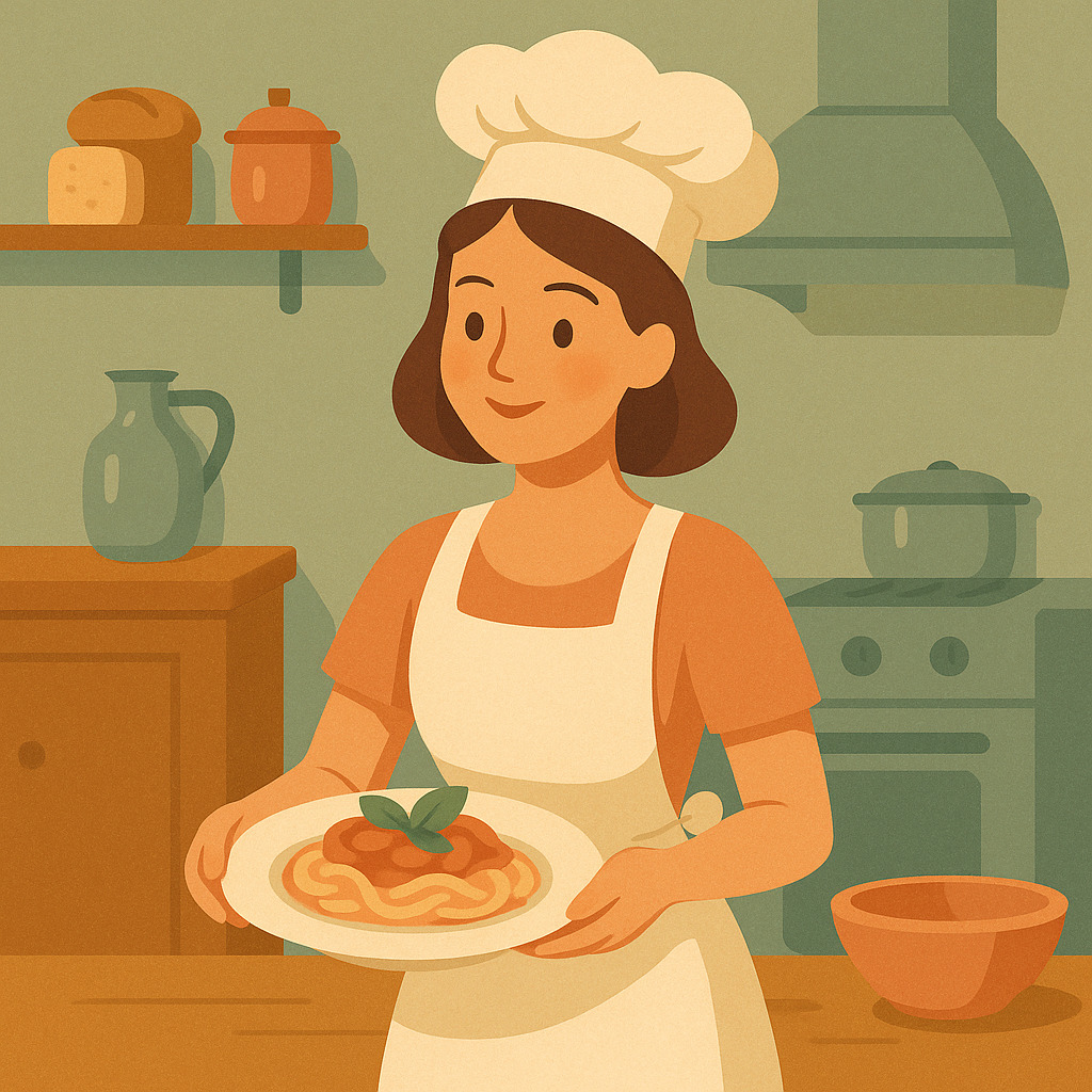 повар показывает правильную текстуру пасты al dente на кухне