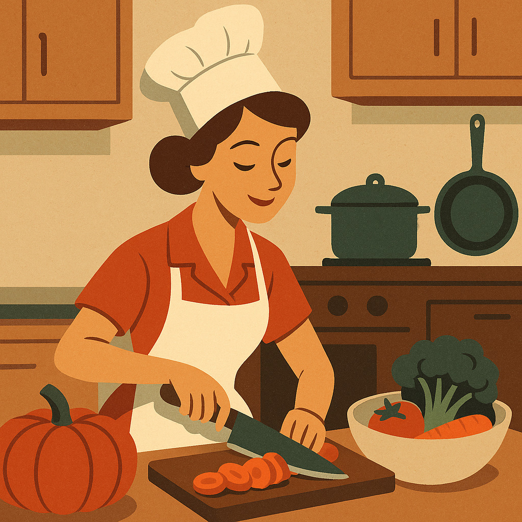 студент колледжа кулинарии готовит блюда на учебной кухне