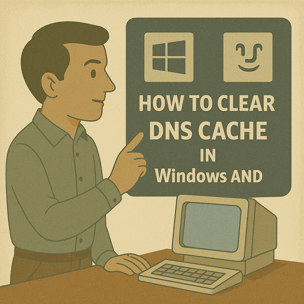 системный администратор очищает DNS-кэш на компьютере с Windows