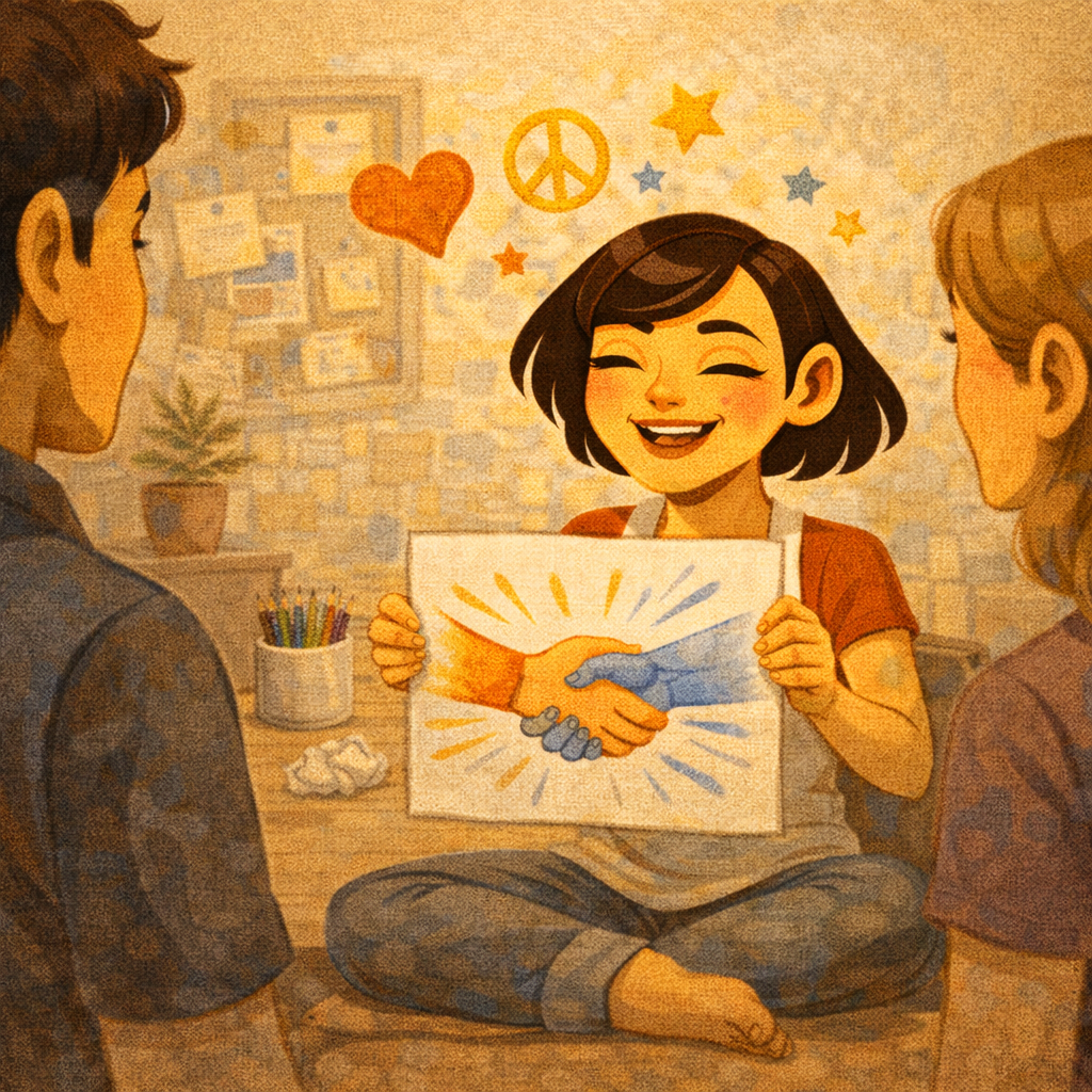 человек рисует абстрактные линии и цветовые пятна, снижая напряжение и выравнивая дыхание