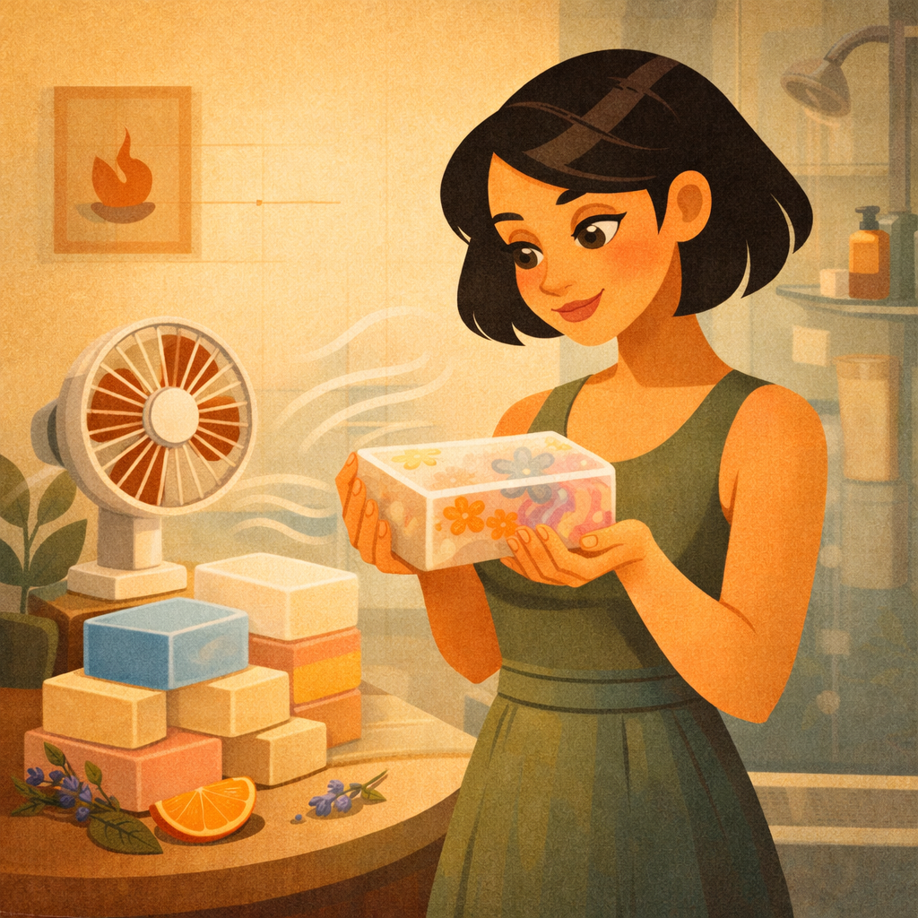 плотное домашнее мыло ручной работы, которое не тает быстро, на деревянной мыльнице