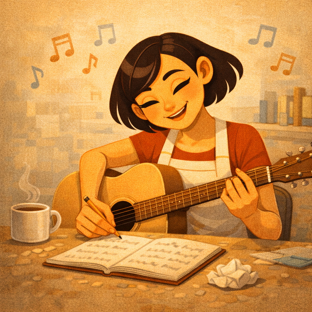 сонграйтер планирует рабочий процесс сонграйтера в ежедневнике рядом с ноутбуком и наушниками