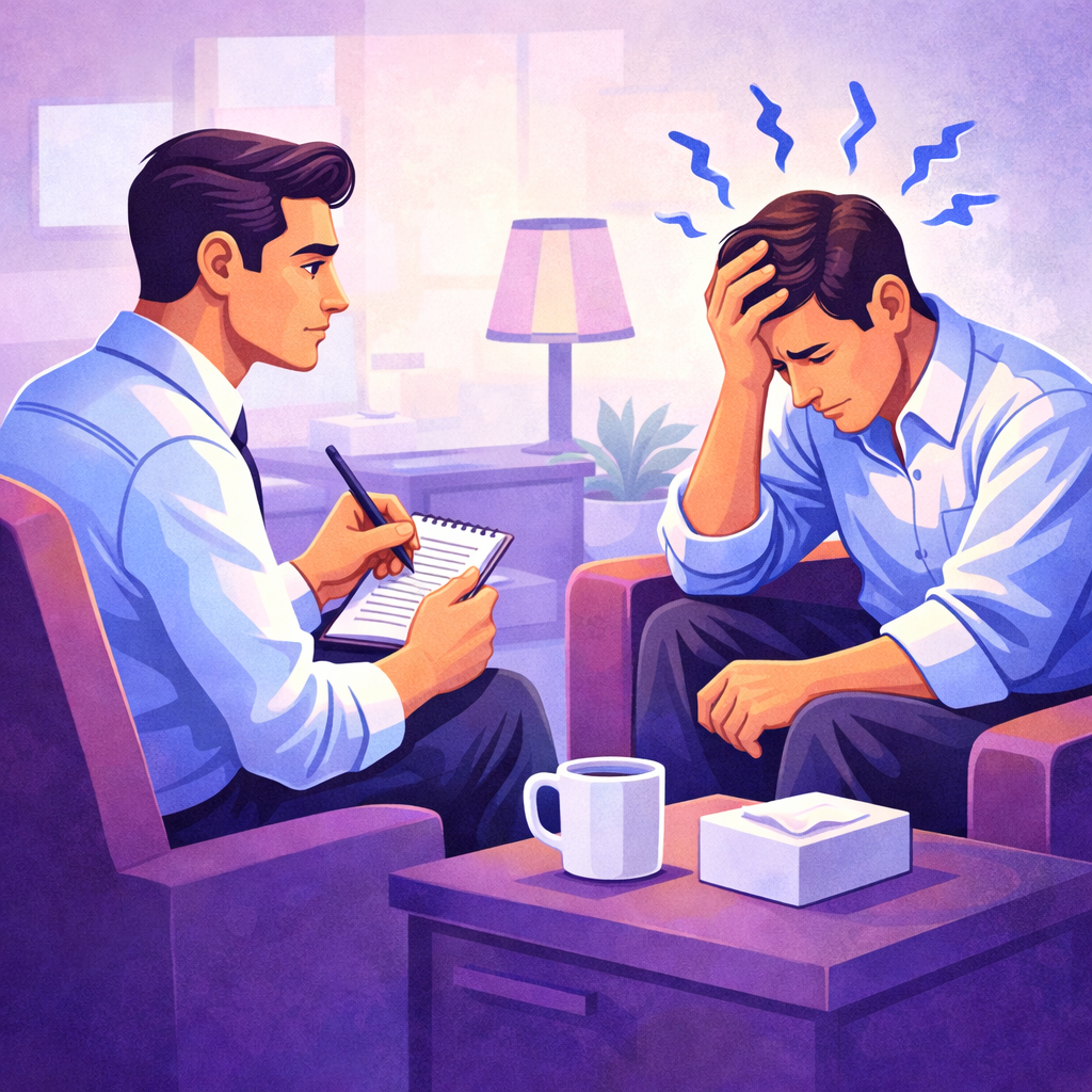 аналитик внимательно слушает собеседника и отмечает изменения в речи, мимике и жестах по темам