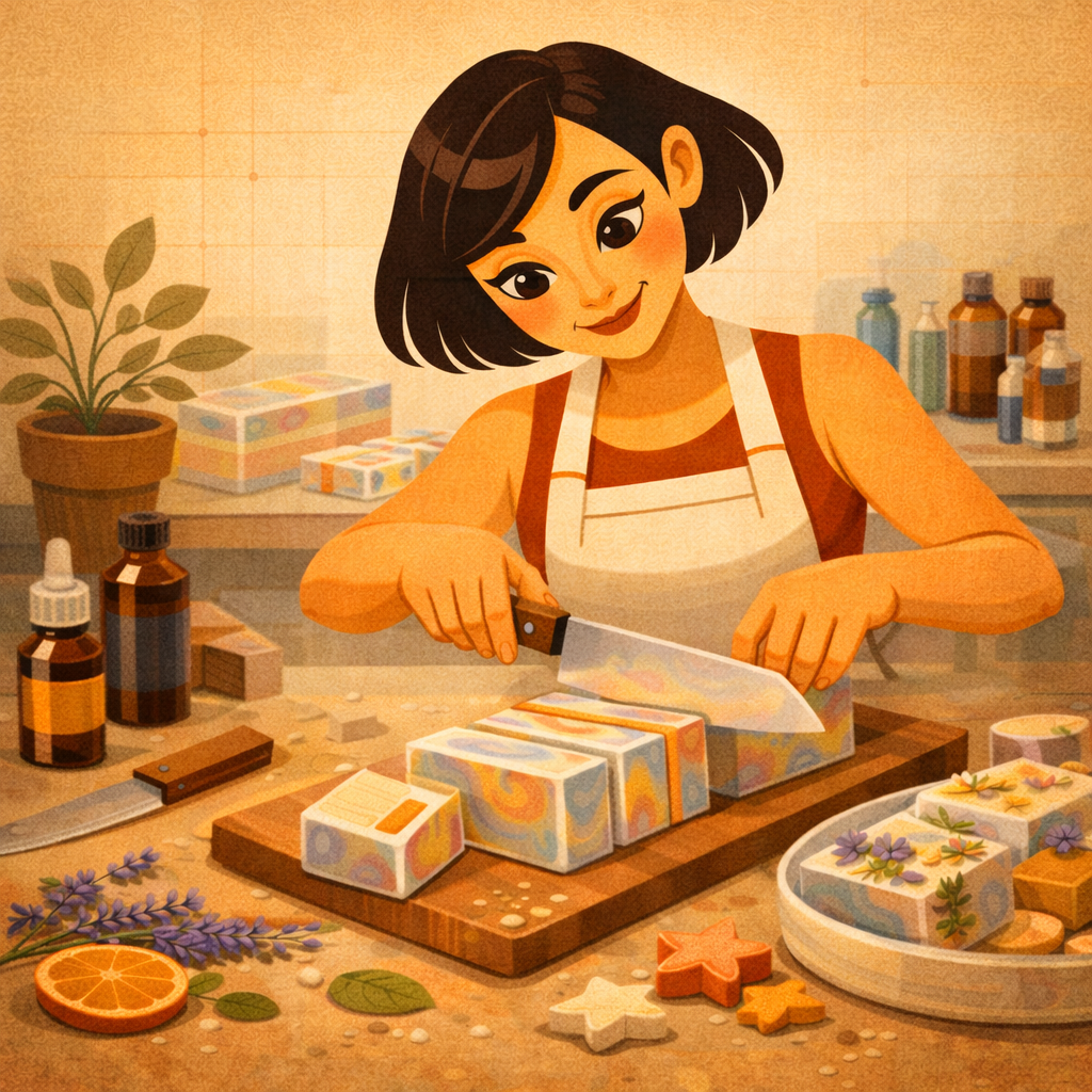 упаковка мыла для интернет-заказа в аккуратную коробку с защитным наполнителем