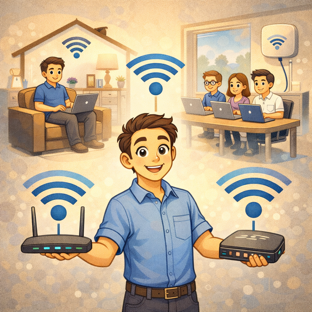 Системный администратор у монитора с панелью мониторинга и графиками доступности сервисов, рядом схема инфраструктуры и заметки по изменениям.