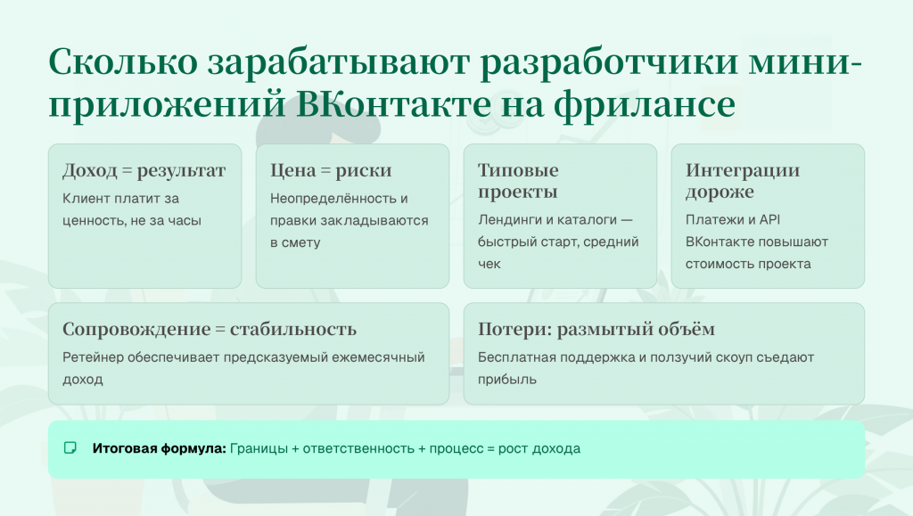 Ноутбук с кодом мини-приложения VK и рядом диаграмма проекта: оценка, релиз, модерация, поддержка, стрелки показывают этапы и риски.