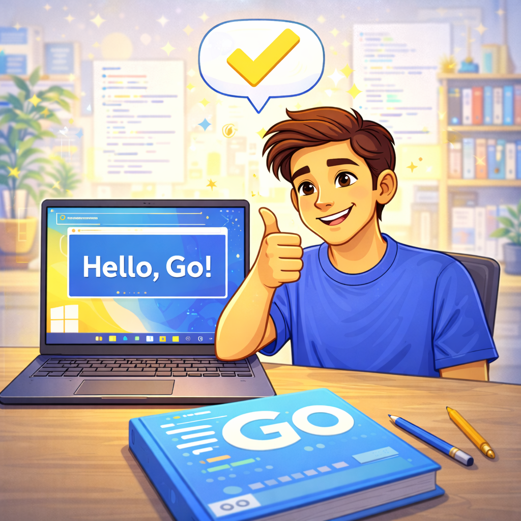 Go-разработчик работает за ноутбуком, на экране код сервиса и графики метрик нагрузки, рядом схема микросервисной инфраструктуры.