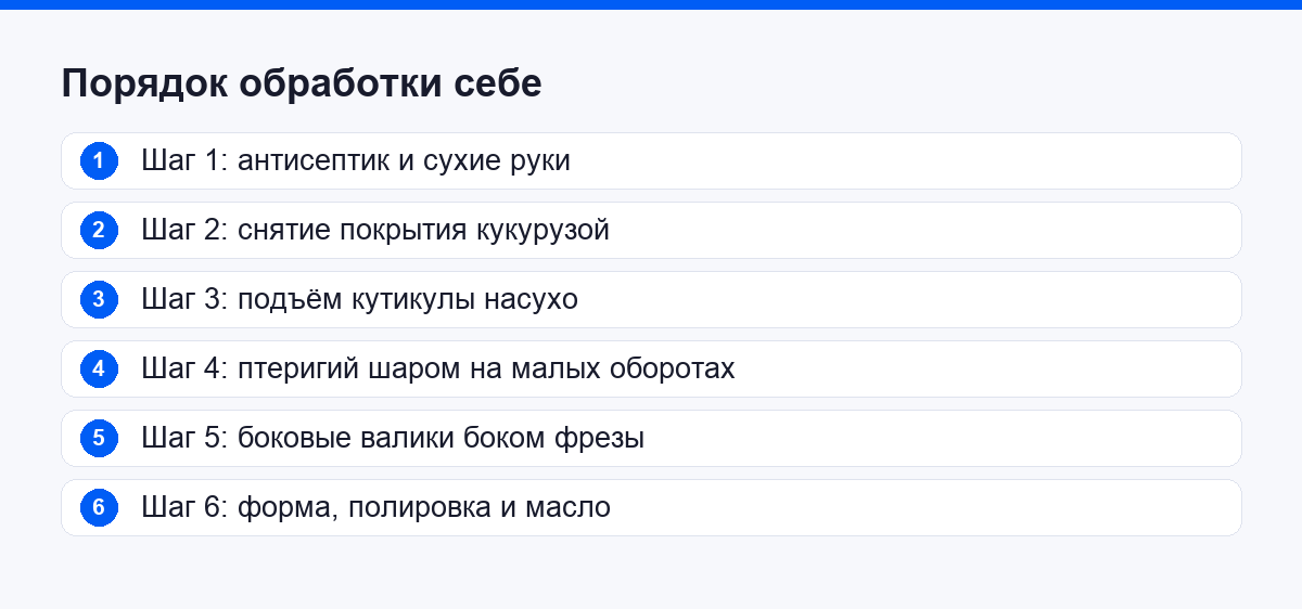 Порядок обработки при аппаратном маникюре себе