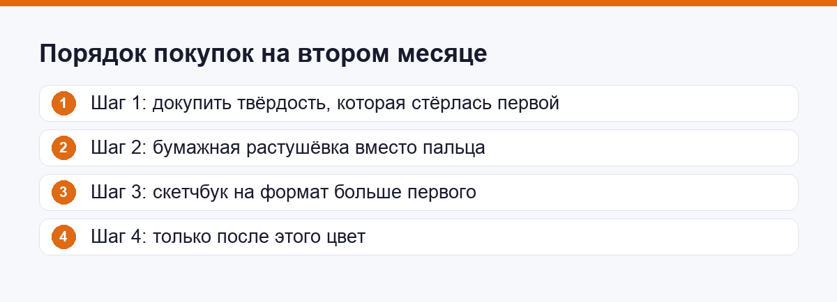Порядок покупок на втором месяце рисования