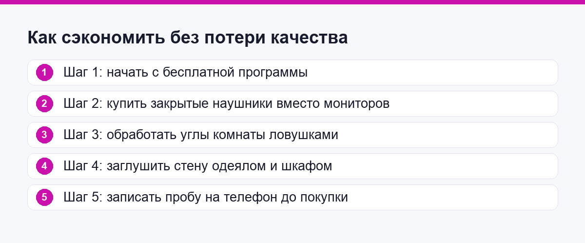 Пять шагов сэкономить на домашней студии без потери качества