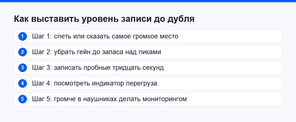 Как выставить уровень записи до дубля