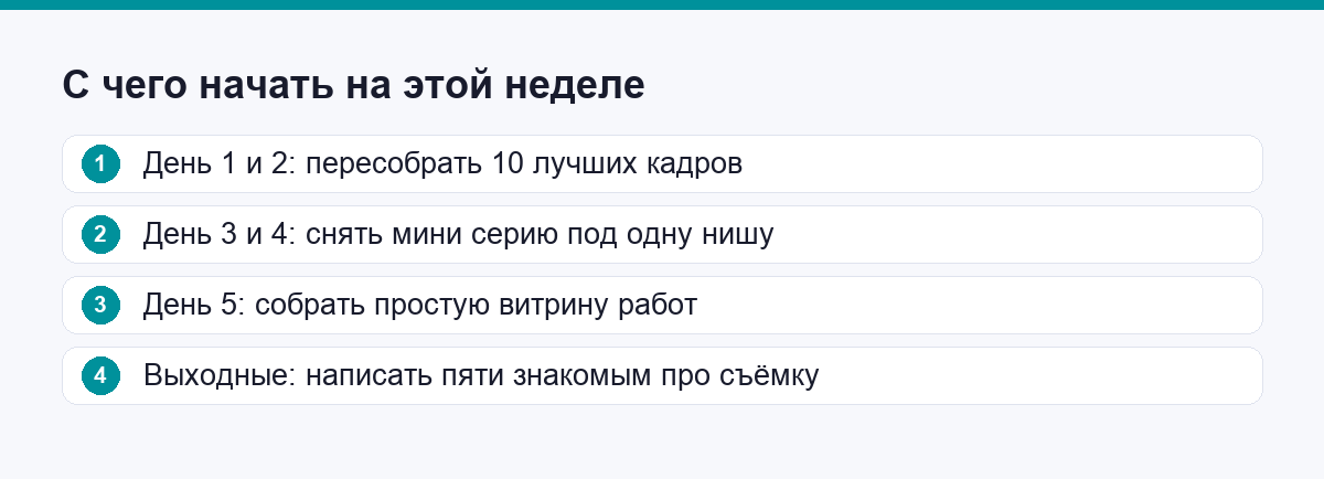 Пошаговый план: с чего начать на этой неделе