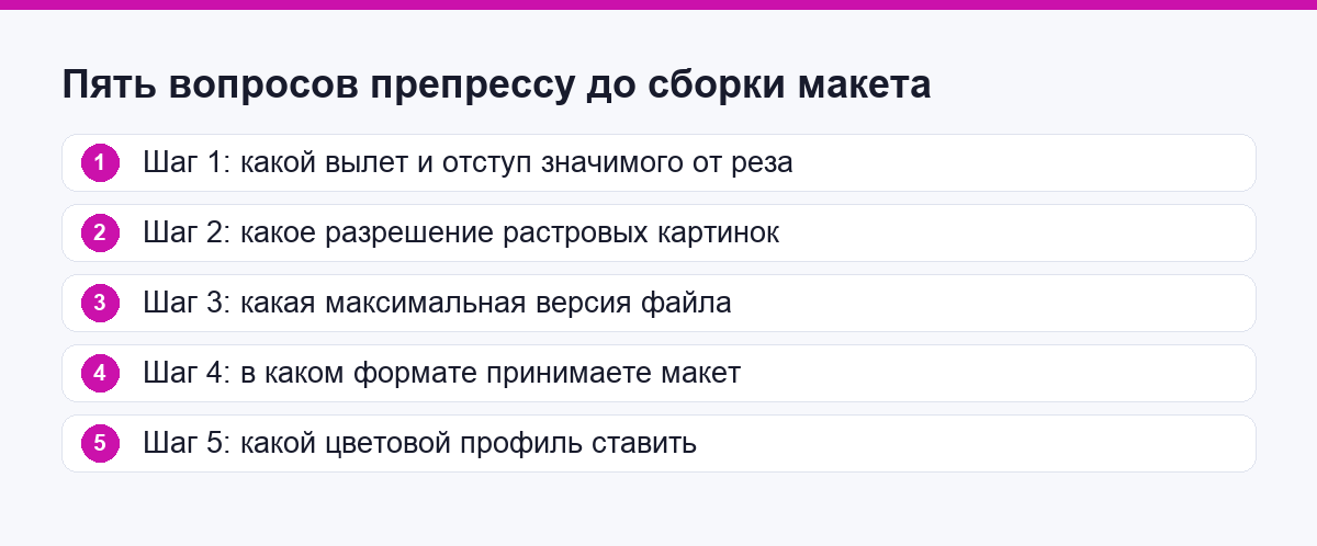 Пять вопросов препрессу до сборки макета