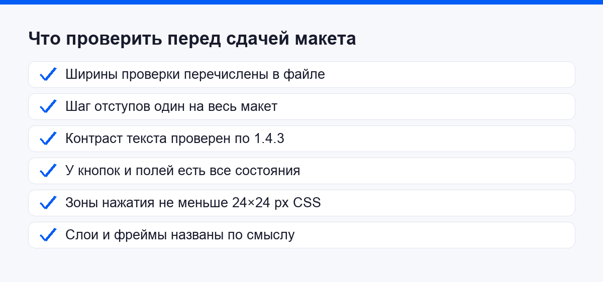 Что проверить перед сдачей макета