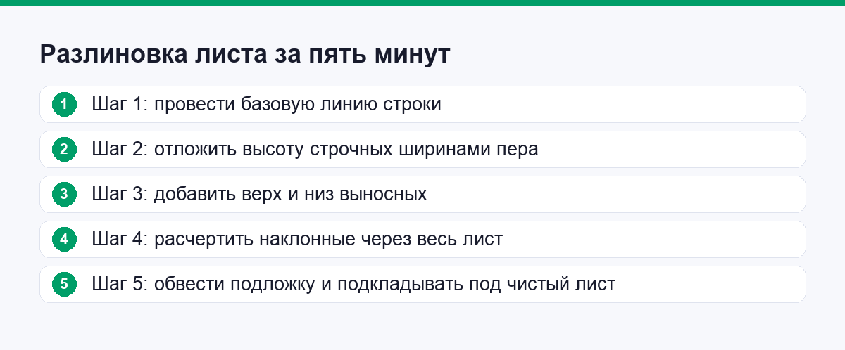 Разлиновка листа за пять минут: четыре горизонтали и сетка наклона
