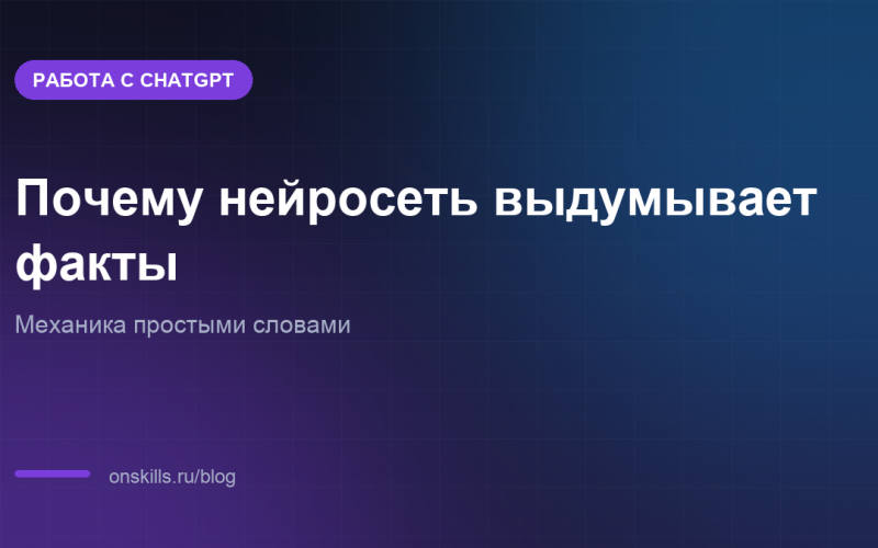 Обложка статьи о том, почему нейросеть выдумывает факты