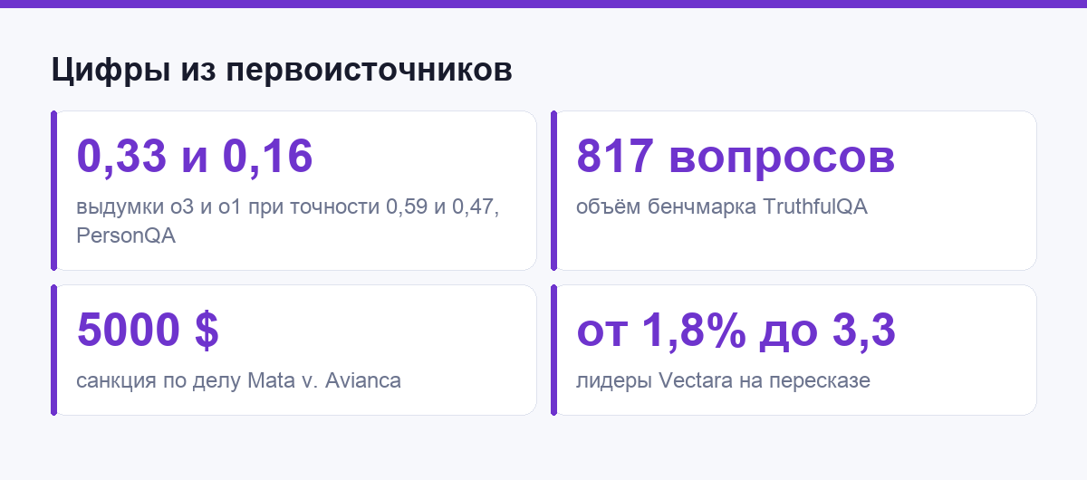 Цифры из первоисточников про выдумки языковых моделей