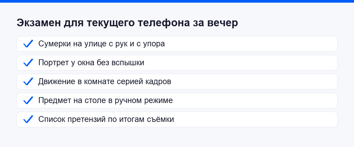 Список проверки камеры смартфона за один вечер