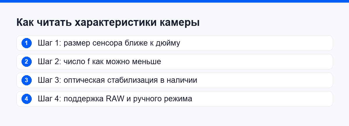 Четыре шага чтения характеристик камеры смартфона