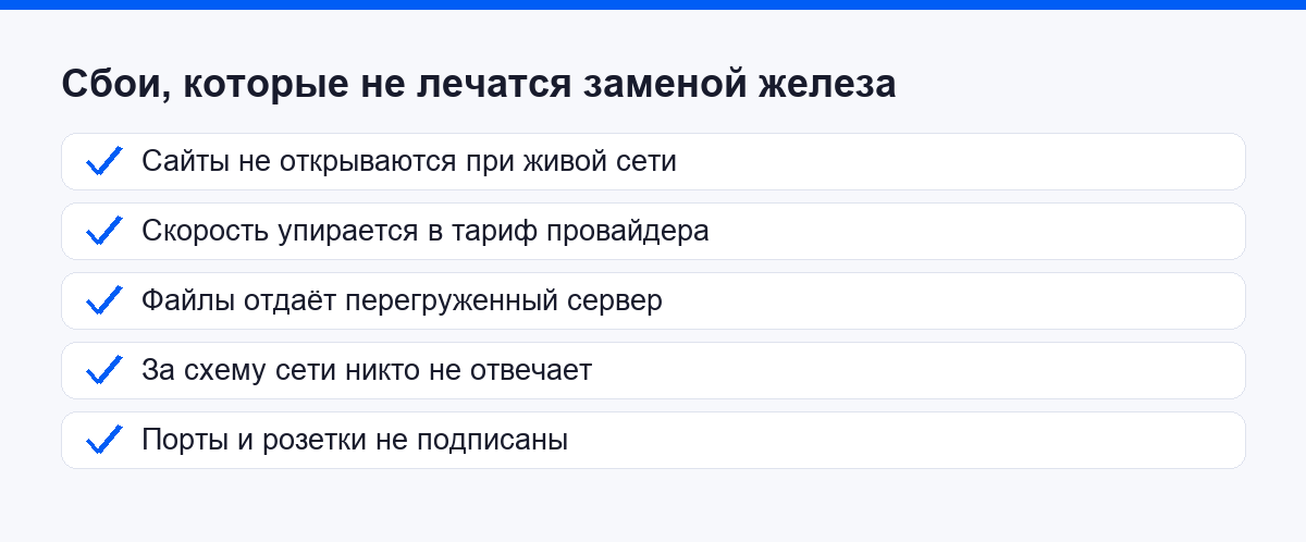 Причины сбоев, которые не лечатся заменой оборудования