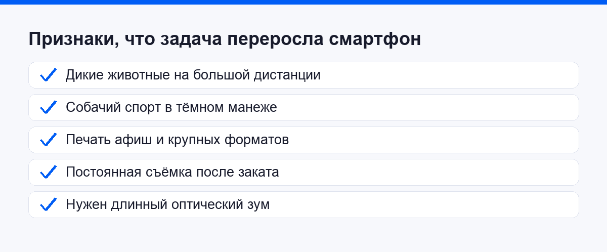 Чек-лист признаков, что задача переросла возможности смартфона