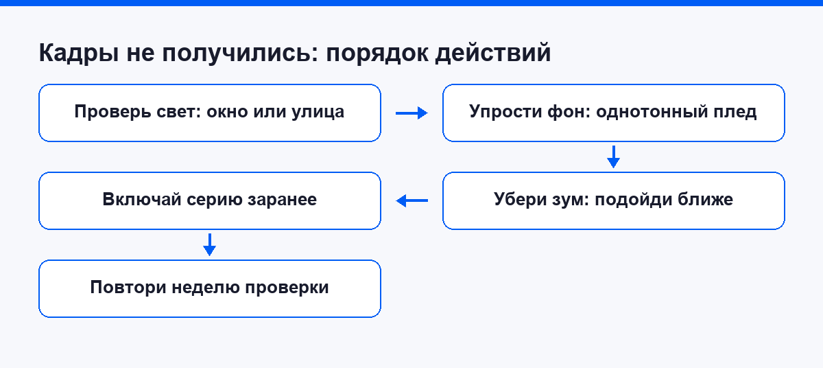 Схема действий, если кадры с питомцем не получились
