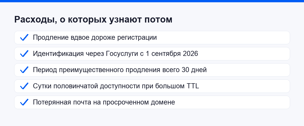 Список скрытых расходов владельца домена: продление, идентификация, восстановление, простой