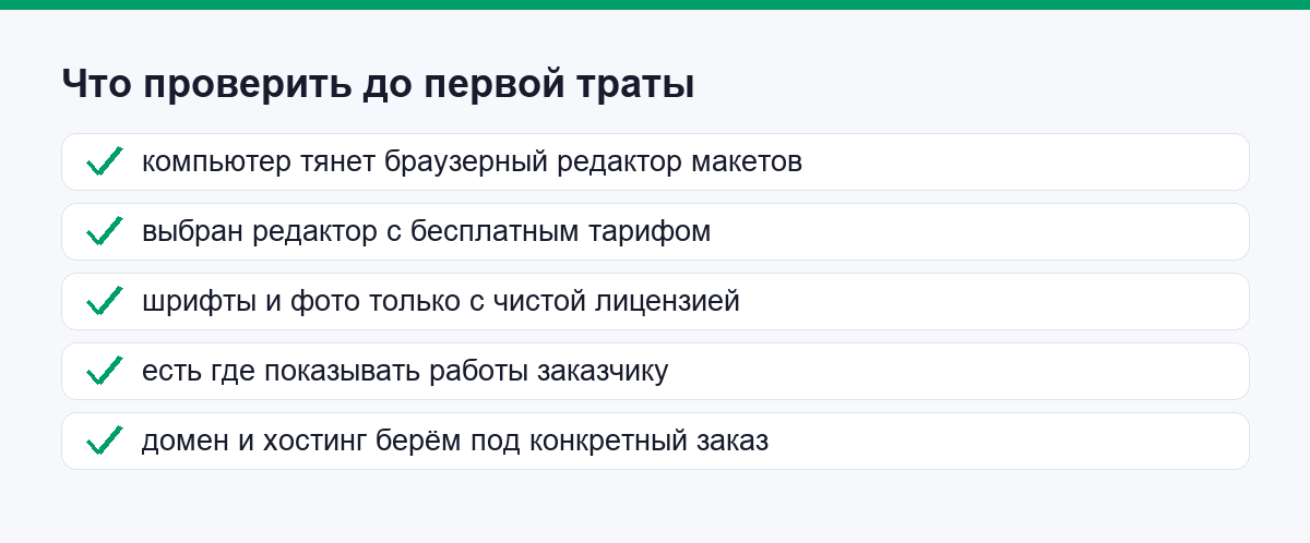 Что проверить до первой траты на старте