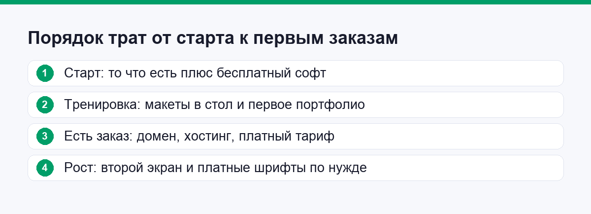 Порядок трат от старта к первым заказам