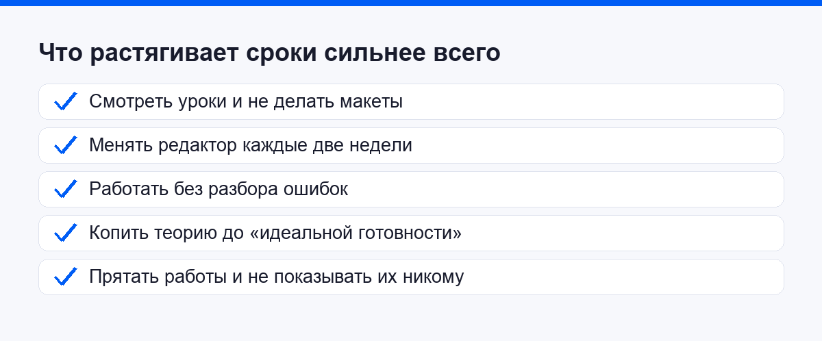Чек-лист привычек, которые растягивают сроки обучения