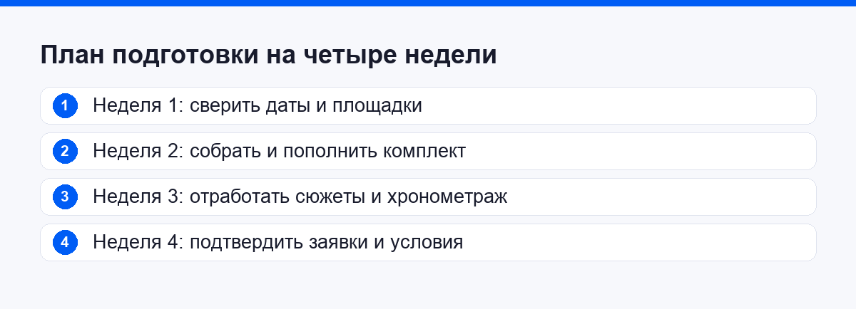 План подготовки к сезону аквагрима по неделям: от сверки дат до подтверждения заявок