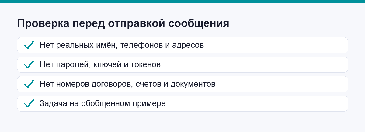Чек-лист проверки перед отправкой сообщения