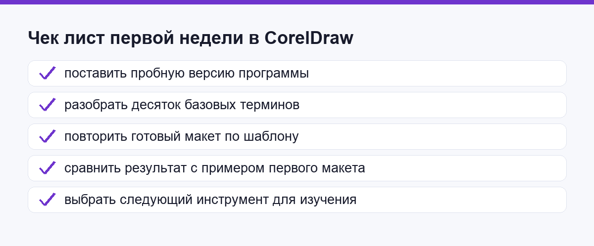 Чек-лист первой недели в CorelDraw