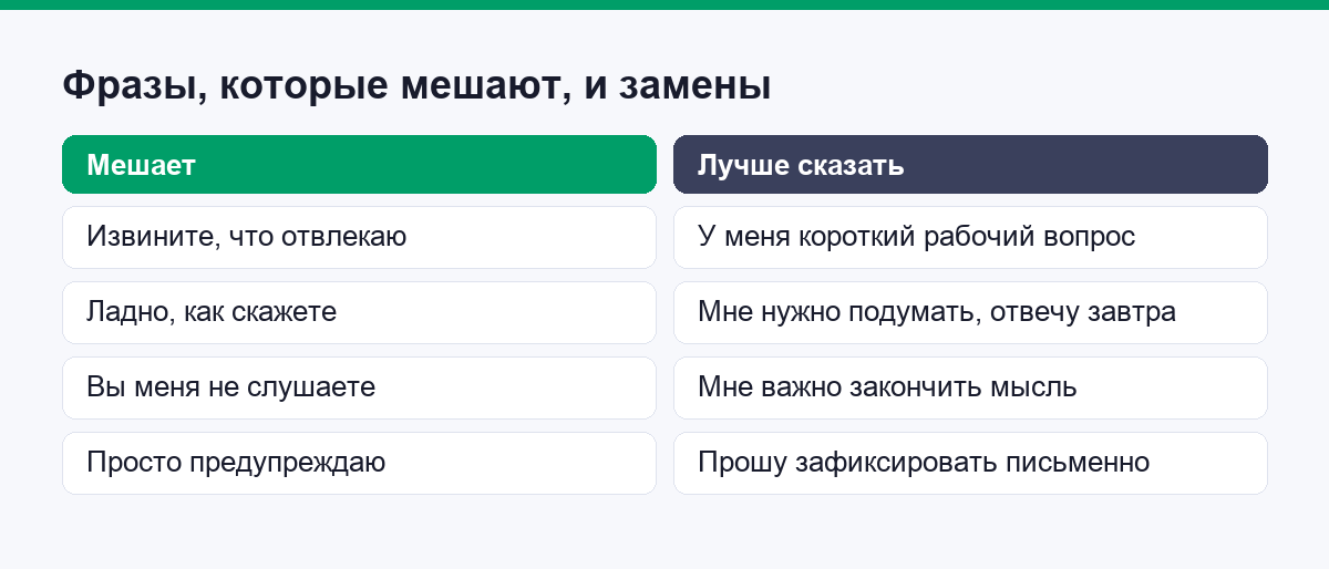 Фразы, которые мешают разговору на работе, и их нейтральные замены