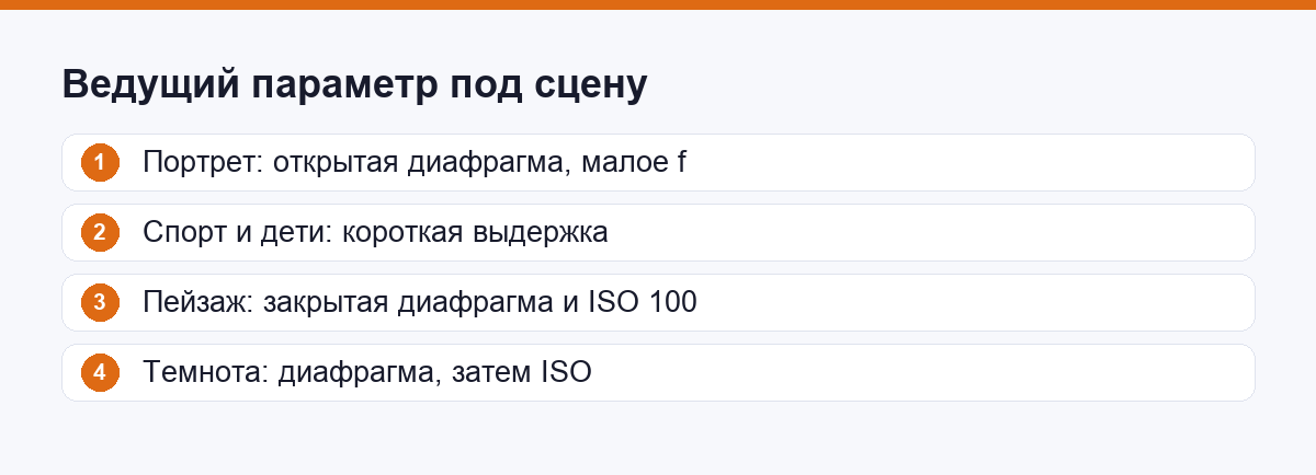 Шаги: как выбрать ведущий параметр под портрет, спорт, пейзаж и темноту