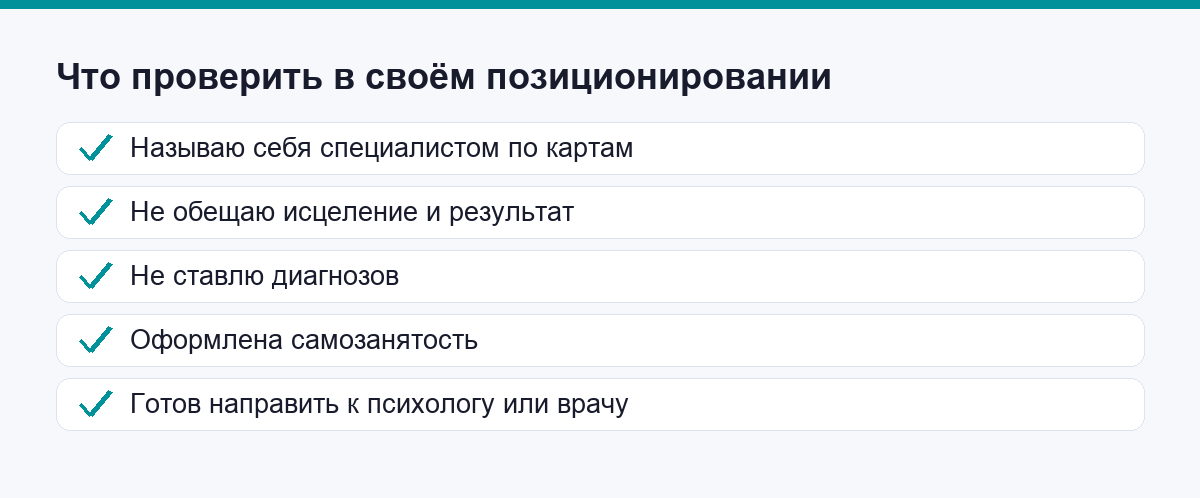 Чек-лист честного позиционирования специалиста по картам
