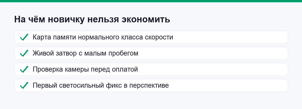 Чек-лист: на чём новичку нельзя экономить при покупке камеры